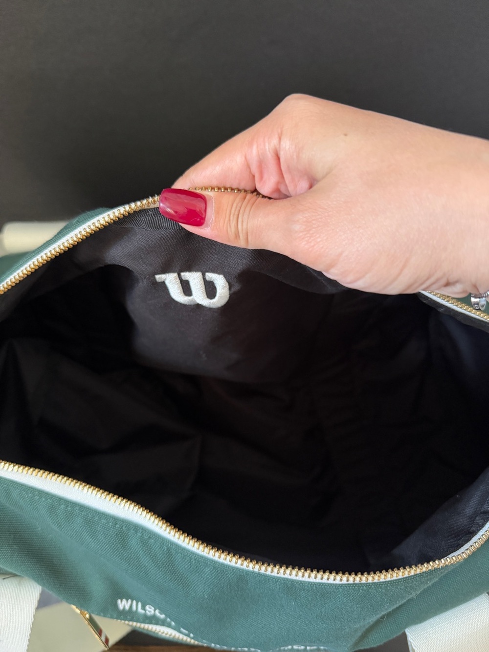 Wilson Green Canvas Duffel Bag with White Straps - Picture 12 of 15